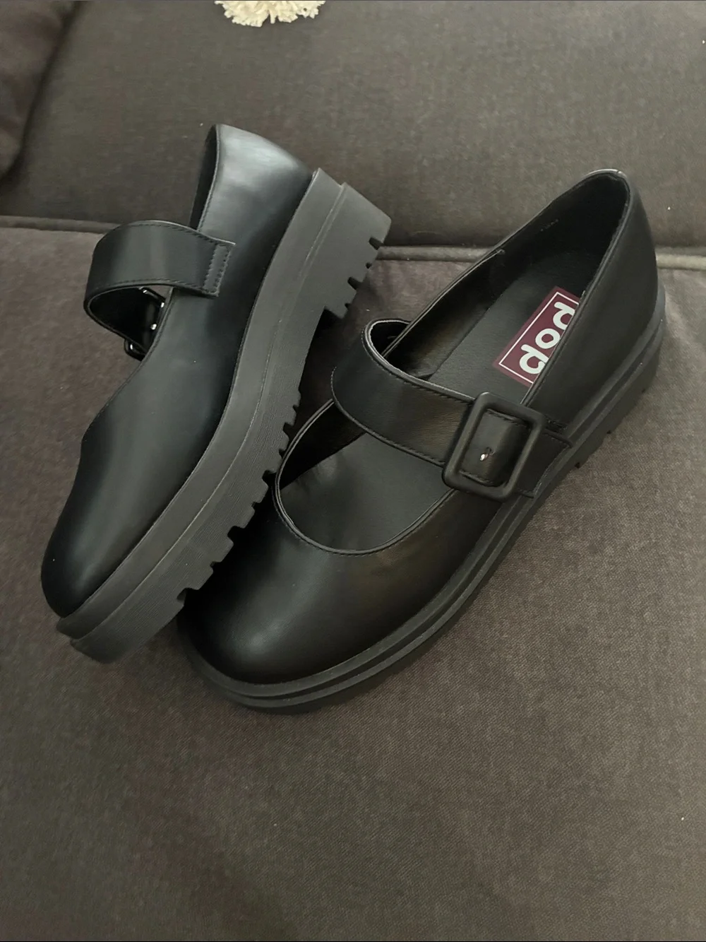 NWOT !!! pop Black Mary Jane Platform Shoes with Buckle Strap